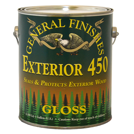 GENERAL FINISHES 1 Gal Clear Exterior 450 Topcoat Water-Based Topcoat, Gloss GXG